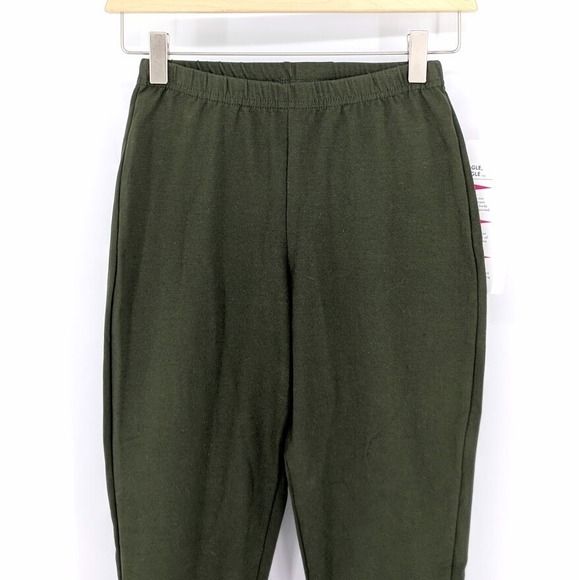 Women with Control Knit Skinny Leggings Elastic Waist Pull On Olive Green XXS - Picture 2 of 6